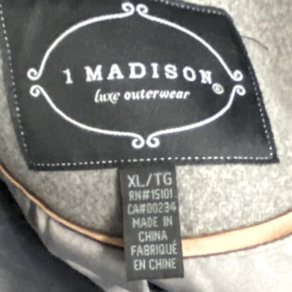 1 Madison Luxe Outerwear Grey Wool Blend Long Overcoat XL - Picture 3 of 12